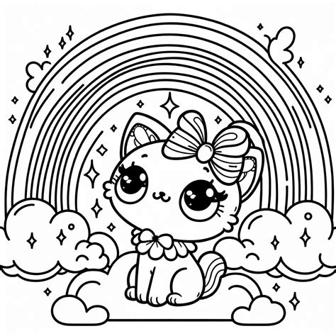Hello Kitty Rainbow Coloring Page