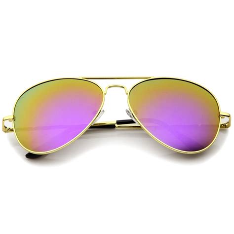 Buy Classic Metal Frame Spring Hinges Color Mirror Lens Aviator ...