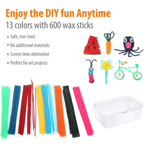 600 Pieces Wax Craft Sticks for Kids Wiki Sticks Bendable Sticky Yarn ...