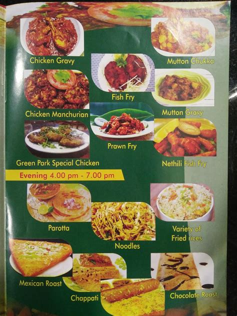 Menu at Hotel Green Park, Coimbatore