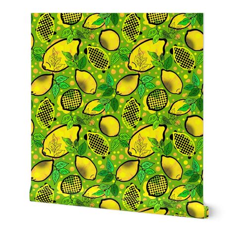 Lemon Lime Pop Art Wallpaper | Spoonflower