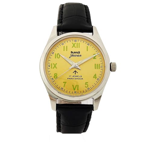 Buy HMT Jawan17 Jewels Mechanical Hand Winding Yellow Dial Analog Wrist ...