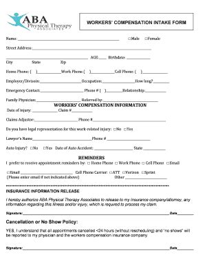 Fillable Online ABA WC intake package Fax Email Print - pdfFiller
