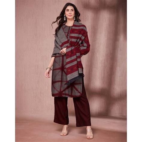 Buy Fabindia Grey Wool Stole Online