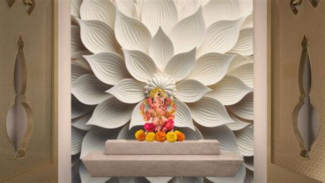 3D Serene White Flower Wallpaper for Pooja Room - Magicdecor®