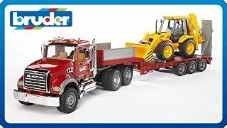 Buy Bruder 02813 Mack Granite Flatbed Truck with JCB Loader Backhoe ...