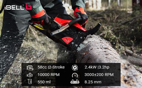 IBELL Petrol Chainsaw 5858CS, 2.4KW/3.2HP, 58cc, 18inch Guide Bar and ...