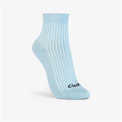 Womens Ribbed Roll Top Light Blue Socks | Clarks