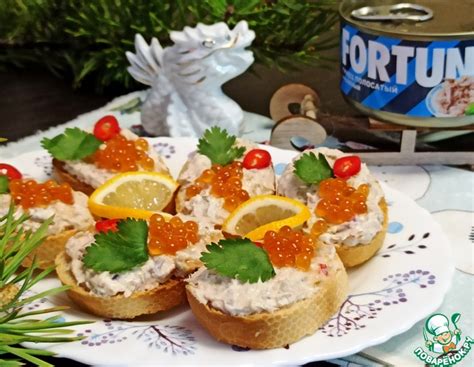 Бутерброды "Праздничные" с пикантным рыбным паштетом – кулинарный рецепт