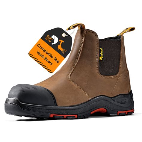 SAFETOE Heavy Duty Mens Work Boots Composite Toe Cap Chelsea Safety ...