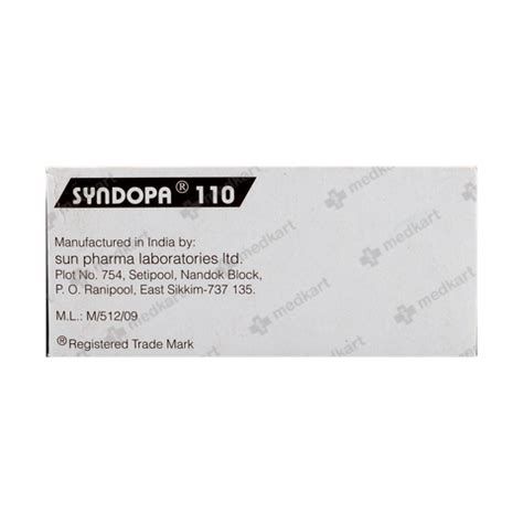 SYNDOPA 110MG TABLET 15'S, Price, Composition & Generic Alternatives ...
