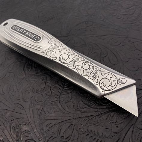 Hand Engraved Craftsman fixed Blade Utility Knife - Etsy