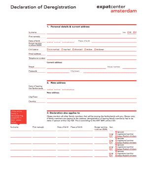 Declaration Of Deregistration - I Amsterdam - Fill and Sign Printable ...