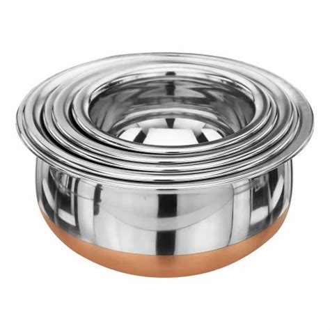 Stainless Steel Handi - Handi/Urli Pot 5 Piece Set/Steel Handi Set 5 ...