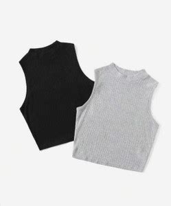 JKP COLLECTIONS Casual Self Design Women Black, Grey Top - Buy JKP ...