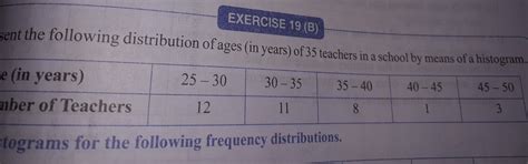 represent the following distribution of ages (in years )of 35 teachers ...