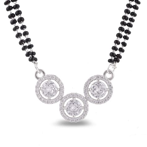 Buy Wynona Jewellery american diamond traditional AD short mangalsutra ...