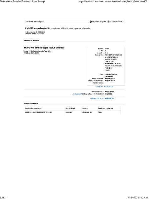 Image result for Ticketmaster Receipt