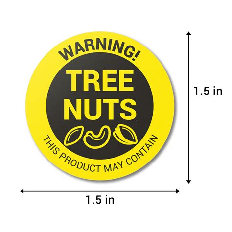 Snapklik.com : 300 Labels, 1 Roll - Tree Nuts Allergy Warning Stickers