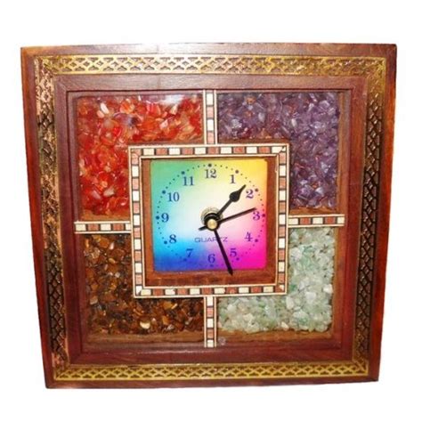 Buy Crafts Paradise Gemstone Wooden Wall Clock, Rajasthani Handicrafts ...