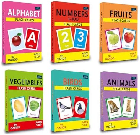 Buy Flash Cards - Set of 6 Flash Cards for Kids - Alphabet, Numbers ...