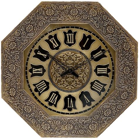 Culture Wood Wooden Hexagonal Frame Metal Dial Clock (40 cm x 5 cm x 40 ...
