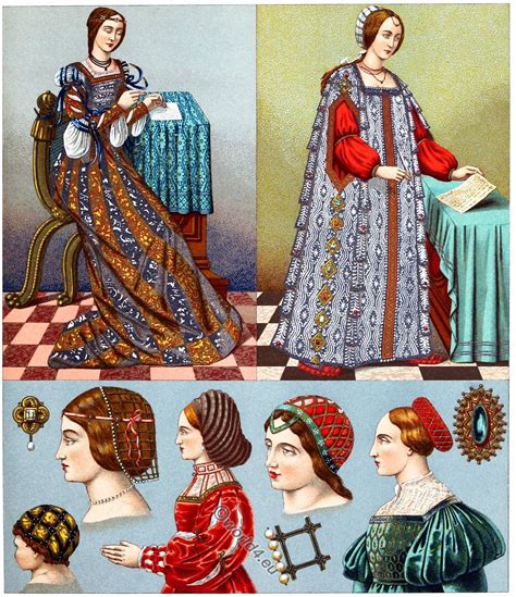 Italian fashion. Female costumes, Hairstyles and Headgear. 16th century ...