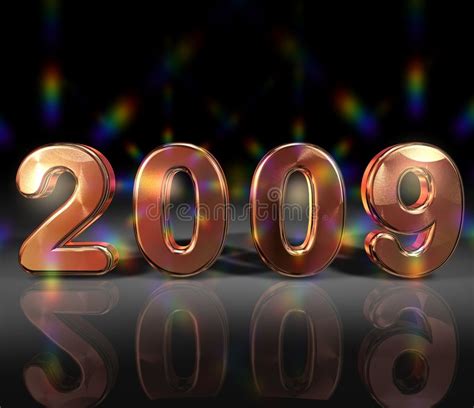 New Year 2009 3D Gold Numbers Stock Illustration - Illustration of ripples, reflected: 4973010