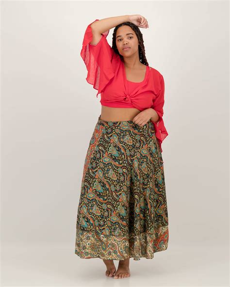 SKA Gypsy 2 Layers Viscose Long Flare Wrap Around Skirts. - SKA Clothing