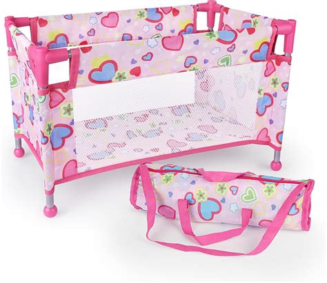 Amazon.com: Chyyeerkidd Toy Baby Doll Crib for 18'' Dolls, Cute Pink ...