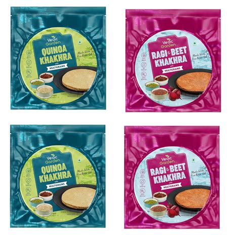 Vedic Garden Healthy 2pcs Quinoa + 2pcs Ragi Beet Khakhra With ...