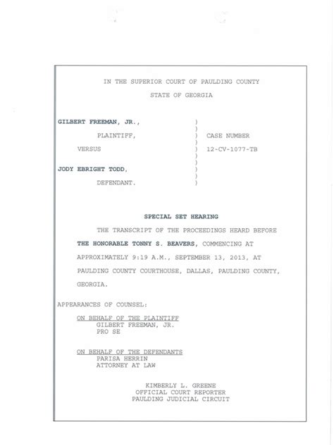 Final Hearing Transcript - The Superior Court of Paulding County | PDF ...