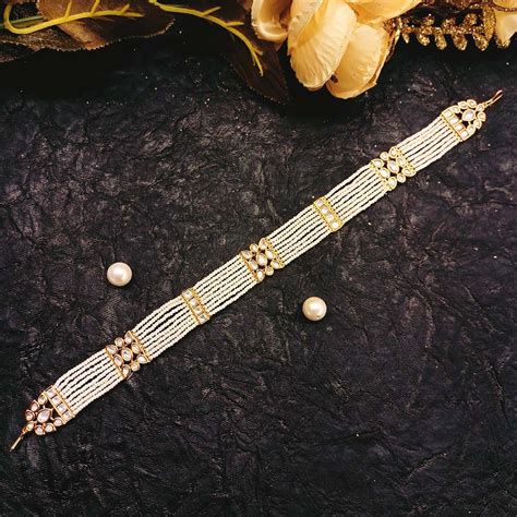 Shilpa White Pearls Gold Plated Kundan Sheesh Phool – AG'S