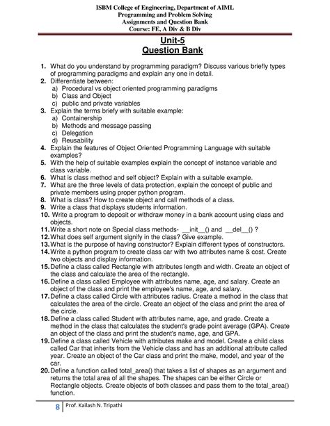 Assignment QB U5 - Tc TV ygukon - ISBM College of Engineering ...