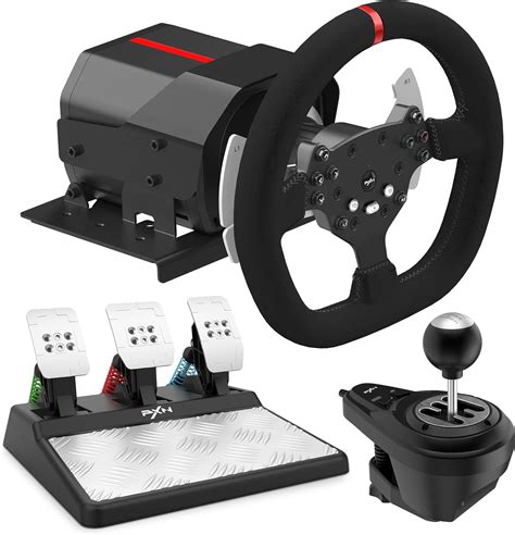 PXN V10 Force Feedback Gaming Racing Wheel with Magnetic Pedals and Shifter, 270/900 Degree ...
