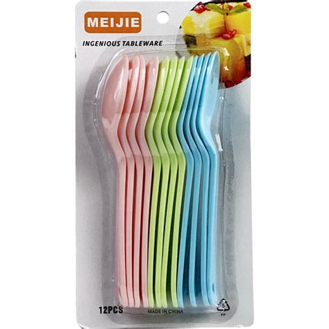 Meijie Ingenious Tableware – 12 PCS Colorful Reusable Plastic Spoon Se ...