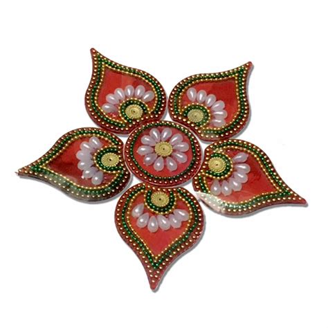 Buy Handmade Elegantly Designed Red Rangoli - with Round Shaped Base ...