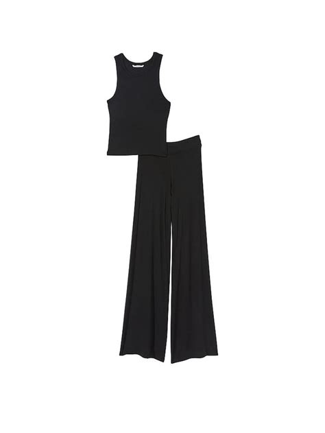 Buy Ribbed Modal Tank Flare Pants Set Online | Victoria's Secret India