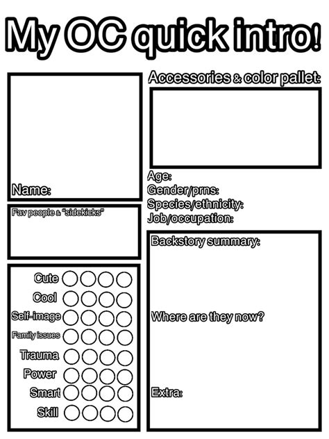 Quick intro for your OC! | Character sheet writing, Character sheet template, About me template