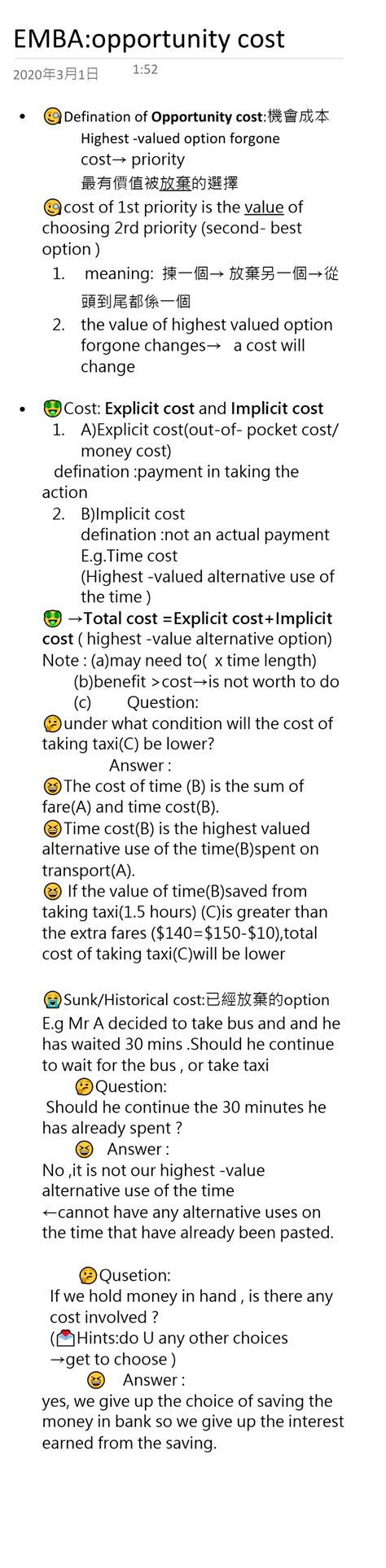 EMBAopportunity cost - EMBA - Common Professional Examination - Studocu