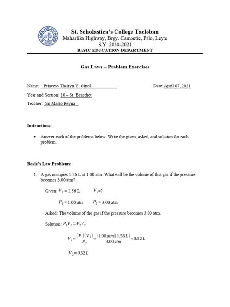 Image result for Gas Laws Problems