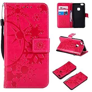 Huawei P10 Lite Case, Codream Shell Back Shell Bumper Flip Cover-Rosy ...