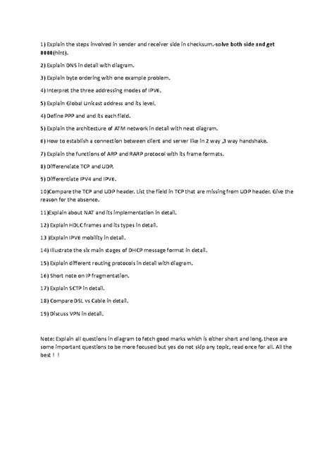 Important que of Cn - best - Explain the steps involved in sender and ...