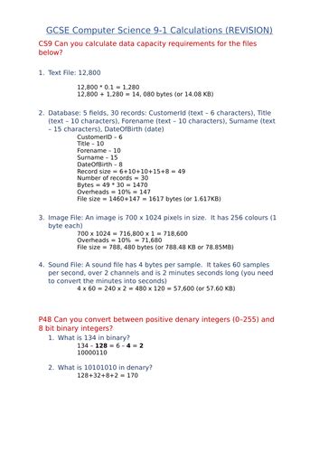 Image result for Computer Science Maths Revision Questions