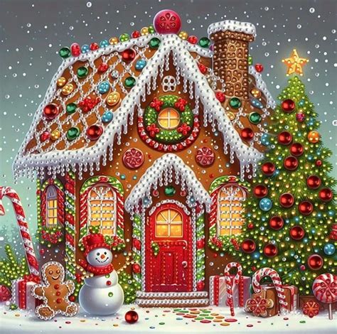 US Seller. 30x30cm Christmas Gingerbread House Diamond Painting Kit ...