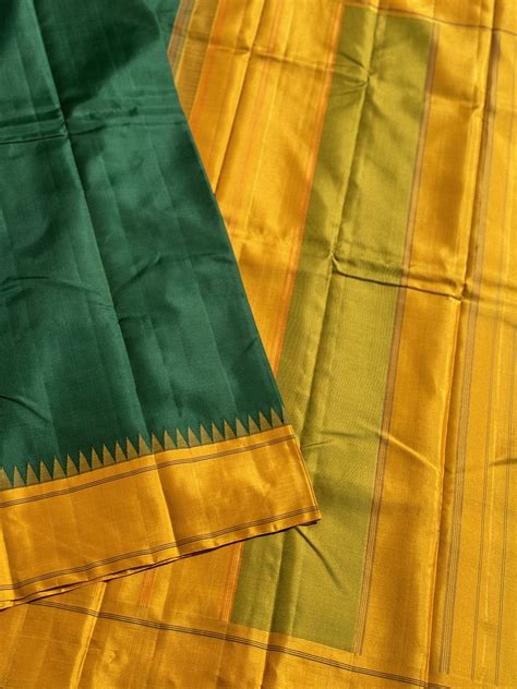 Handwoven Pure Arani Korvai Silk With kasakasa kattam in emerald green ...