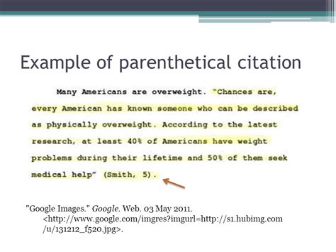 Image result for Internal Citation. APA Example