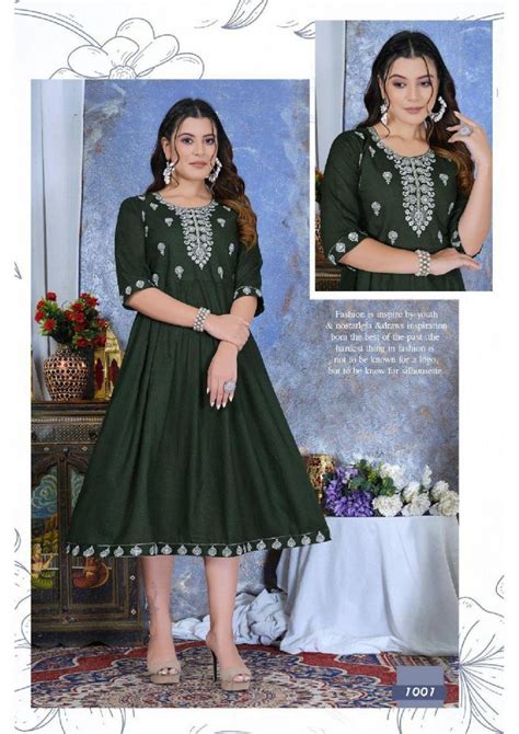 Trendy Tara Sitara Heavy Rayon Anarakli Kurti Collection: Textilecatalog