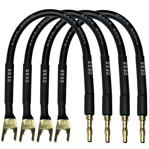 CESS-027L HiFi Speaker Cable Jumpers Wire 6-inch - Spade Plug to Banana ...