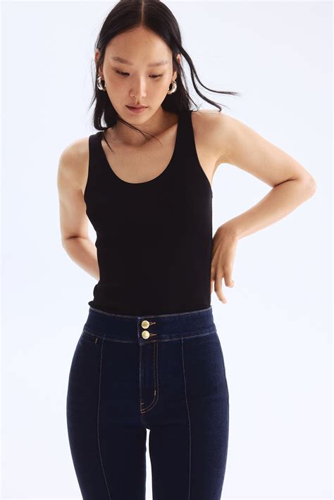 Skinny High Capri Jeans - Dark denim blue - Ladies | H&M IN